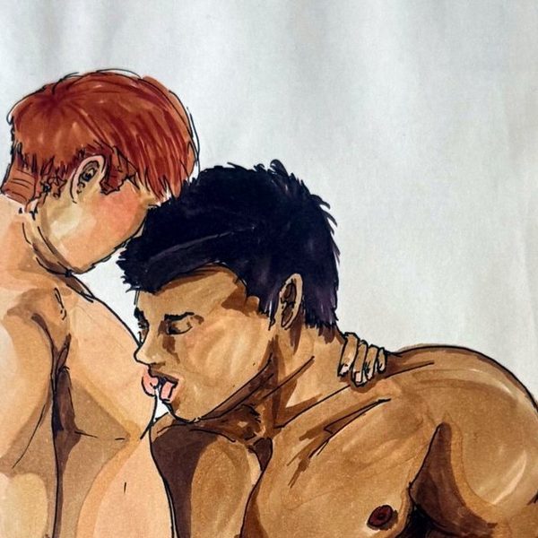 Example: full color marker drawing of two men